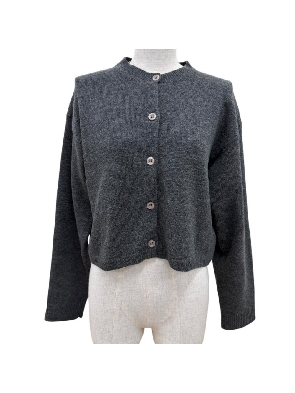 Miu Miu Virgin Wool Logo Embroidery Cropped Length Long Sleeve Knit Cardigan 38